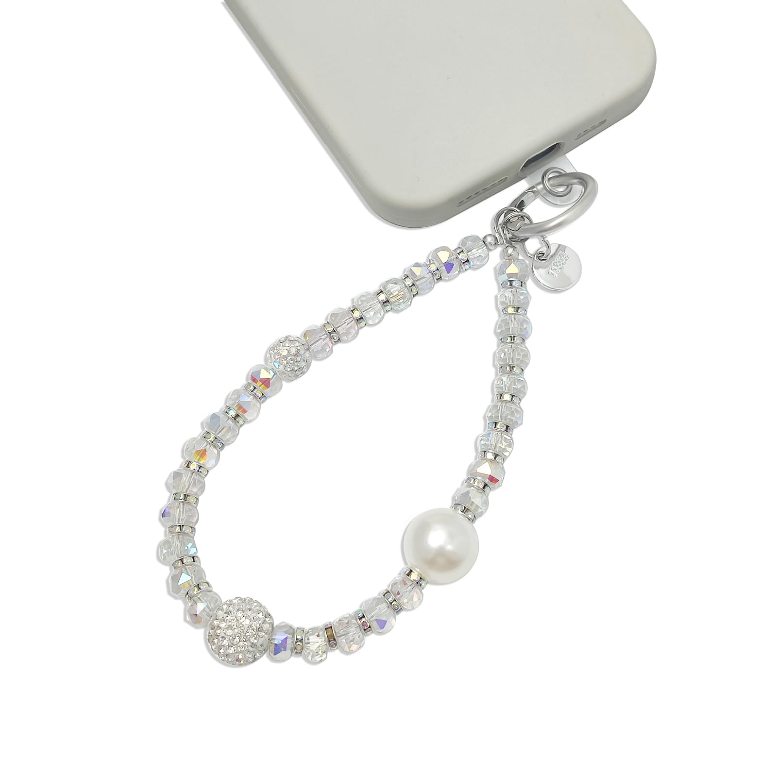 Cute Phone Wrist Strap Chic Beaded Cellphone Lanyard with Tether Tab Phone Charm Grip Strap for PhoneBag Purses Keys (Glitter Co