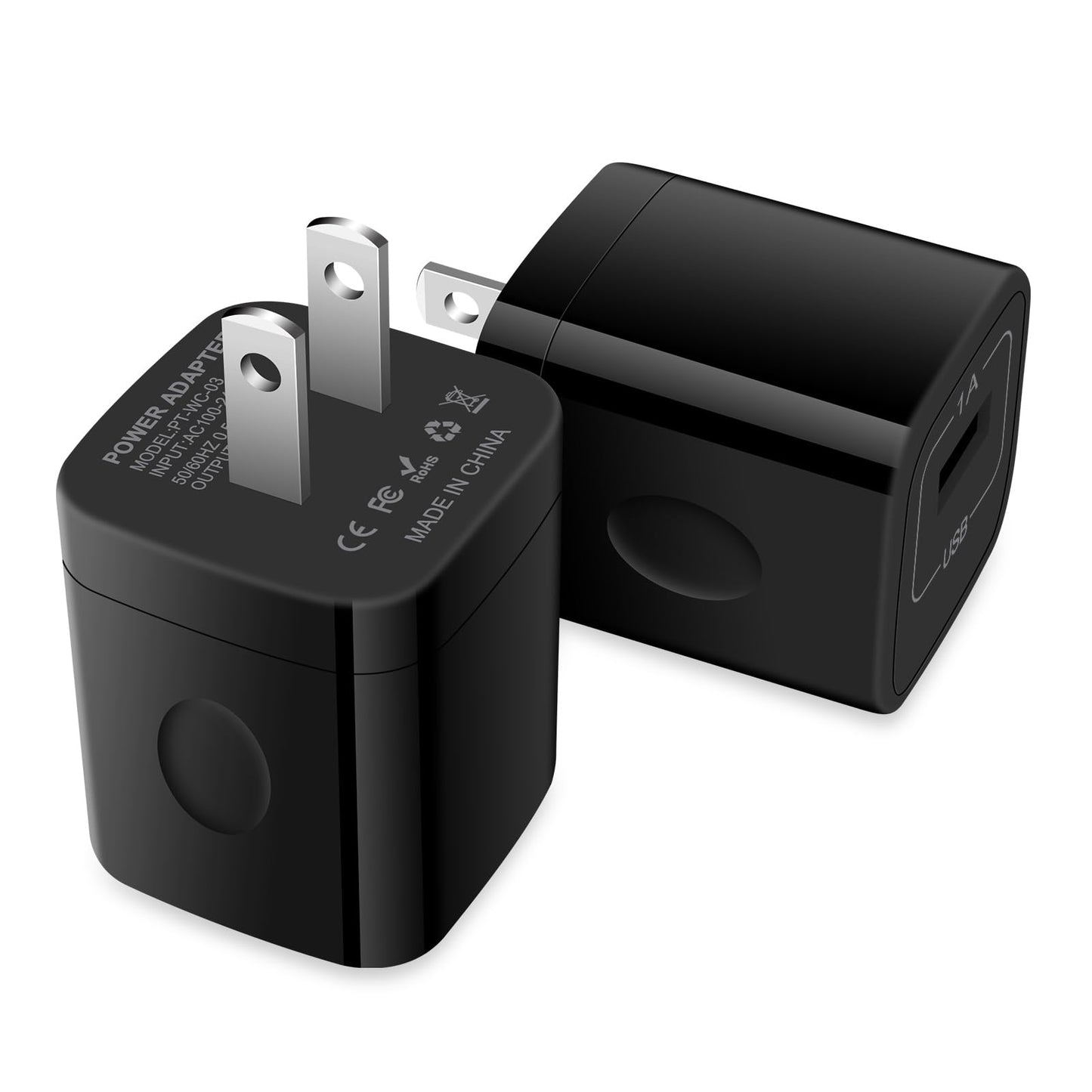 USB Charger Block,2-Pack Wall Charger (5V,1A) USB Plug Charging Brick Power Adapter Charing Cube Box for iPhone 16e/16/15/14/13/