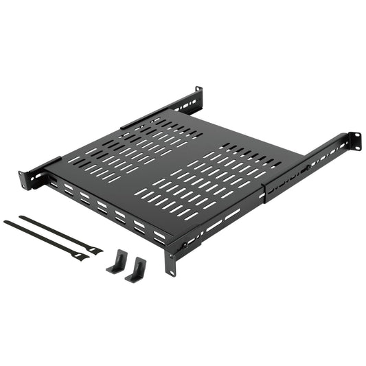 Tecmojo 1U 4-Post Vented Server Rack Mount Shelf,13.8in Deep with Adjustable Depth 13.8-23.6inch,Supports to 242 lbs,Universal T