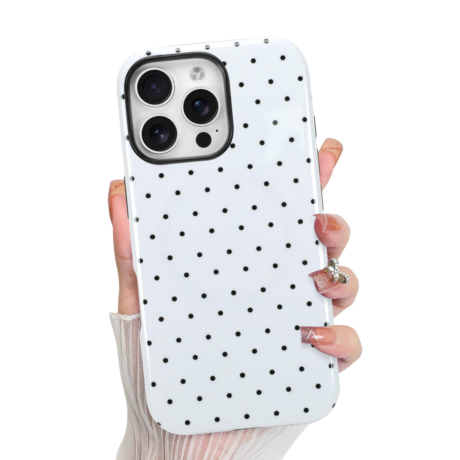 KANGHAR Compatible with iPhone 16 Pro Case, Aesthetic Spot Cute Pattern, Support for MagSafe Shockproof Cover for Girls Women -W