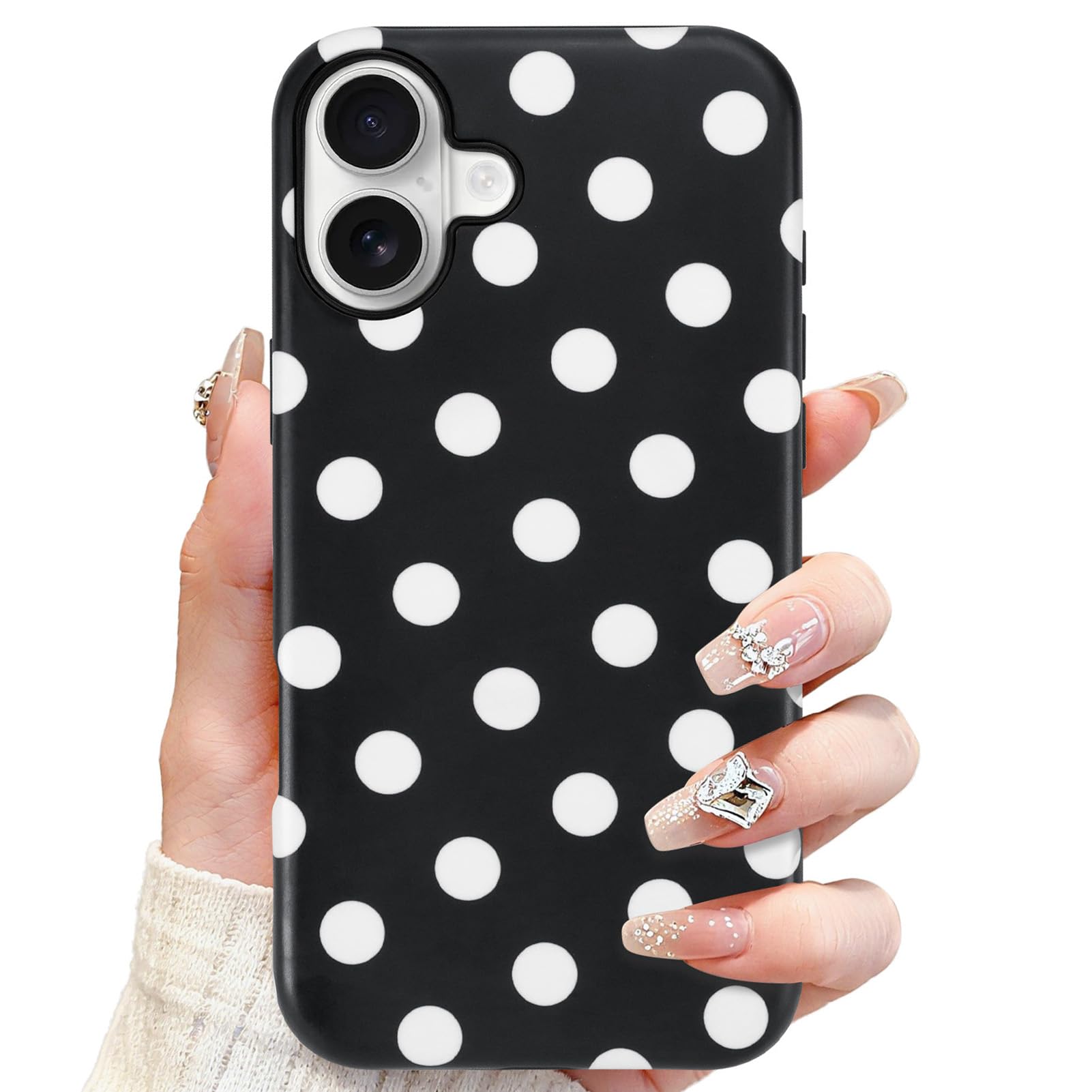 SOKAD Magnetic Polka Dots Phone Case for iPhone 17, Cute Pattern Compatible with Magsafe Matte Protective Case Cover with Screen