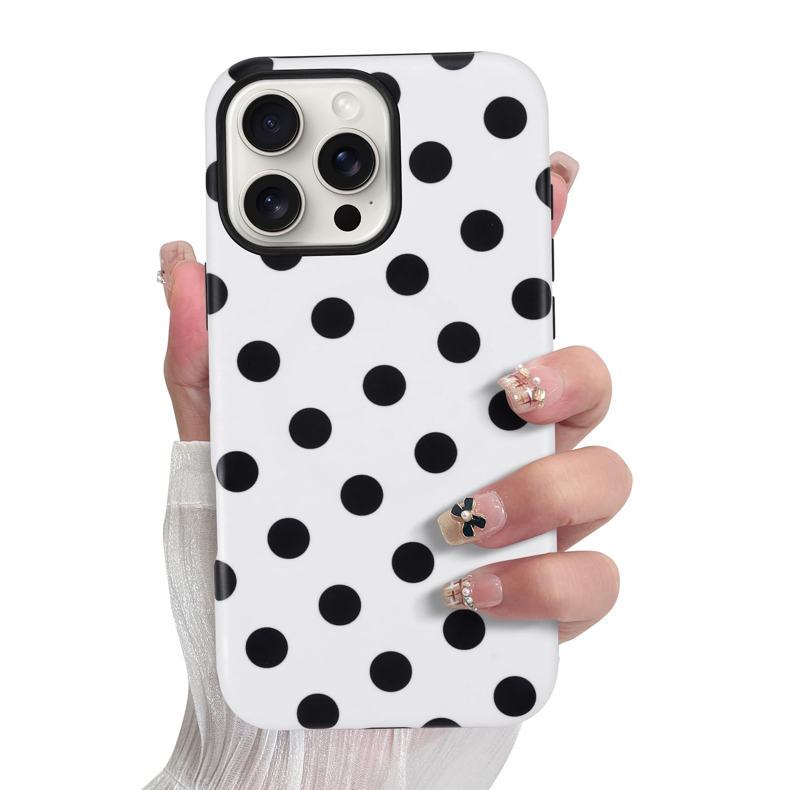 SOKAD Magnetic Polka Dots Phone Case for iPhone 16 Pro Max, Cute Pattern Compatible with Magsafe Matte Protective Case Cover wit