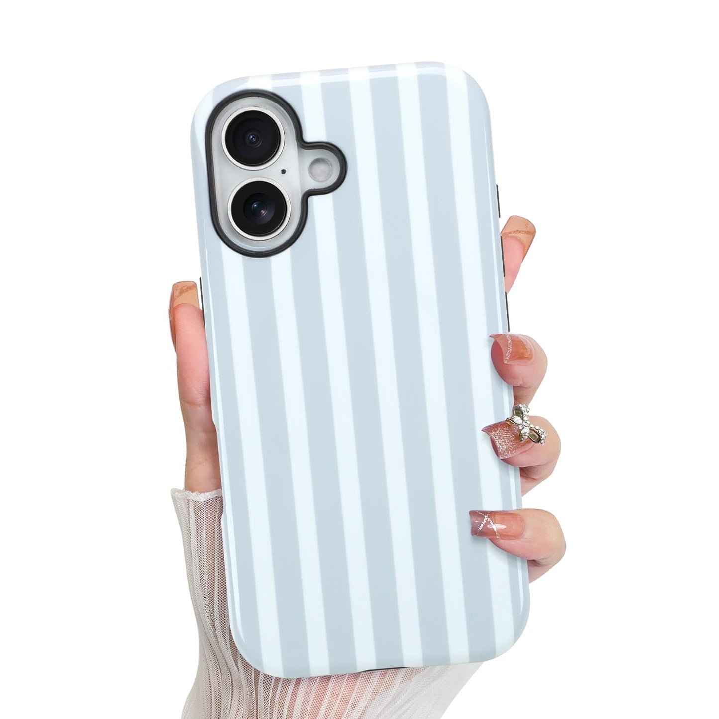 KANGHAR Compatible with iPhone 16 Case, Aesthetic Stripes Cute Pattern, Support for MagSafe Shockproof Cover for Girls Women -Bl