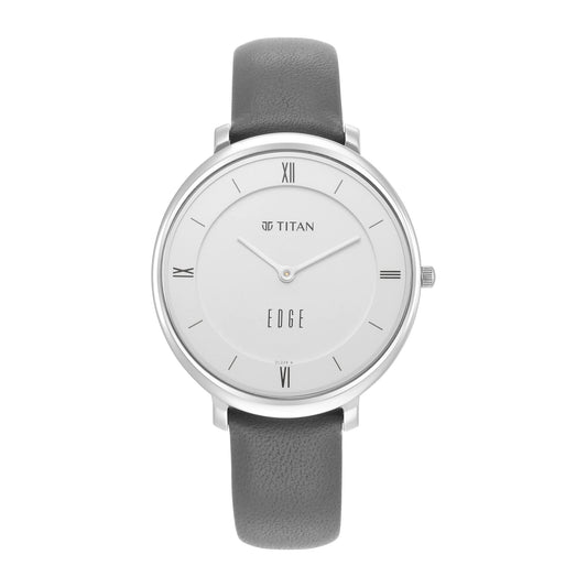 Titan Edge Analogue Black Dial Leather Strap Watch For Women-Ns2655Sl01, Black Strap