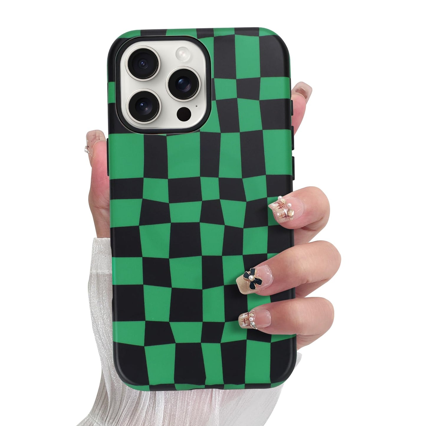 SOKAD Magnetic Checkered Phone Case for iPhone 16 Pro, Cute Plaid Grids Checkerboard Pattern Compatible with Magsafe Matte Prote