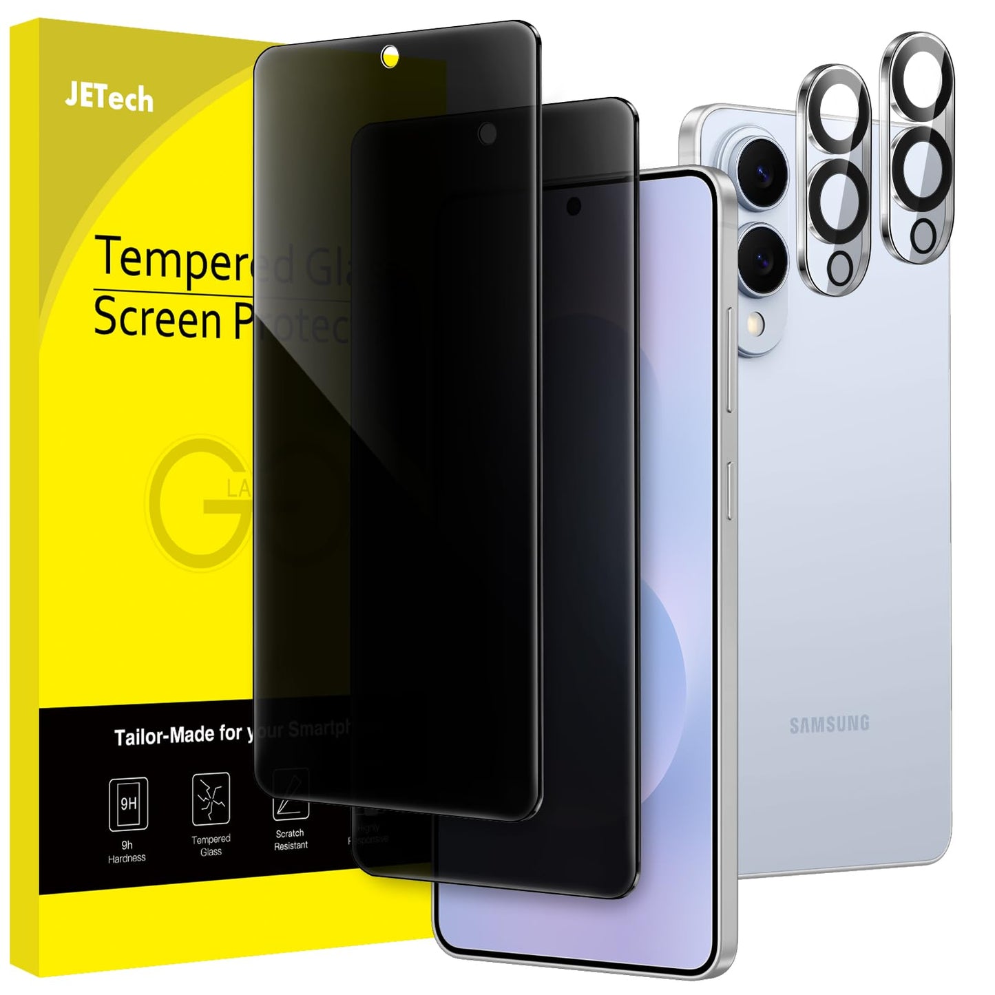 JETech Privacy Screen Protector for Samsung Galaxy S25 Edge with Camera Lens Protector, Anti-Spy Tempered Glass Film, Fingerprin