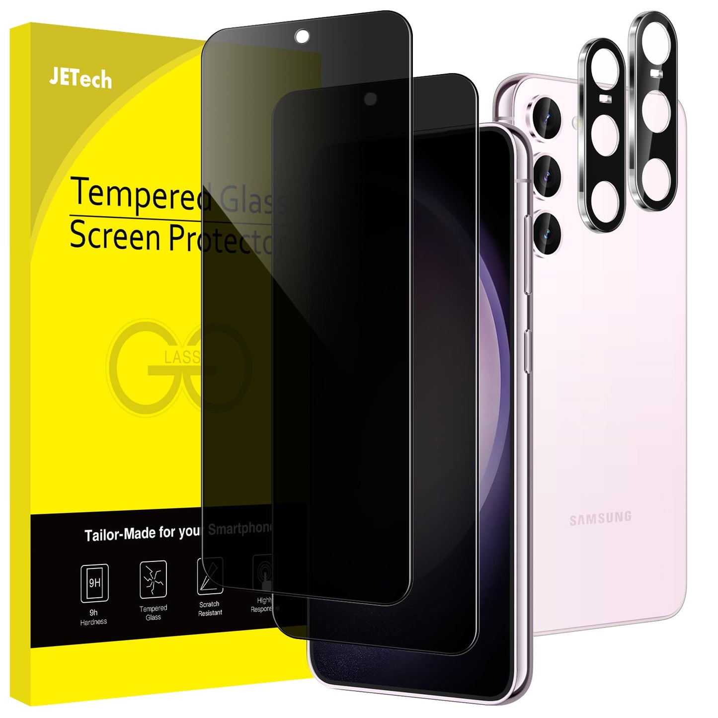 JETech Privacy Screen Protector for Samsung Galaxy S23+ / S23 Plus 5G 6.6-Inch with Camera Lens Protector, Anti-Spy Tempered Gla