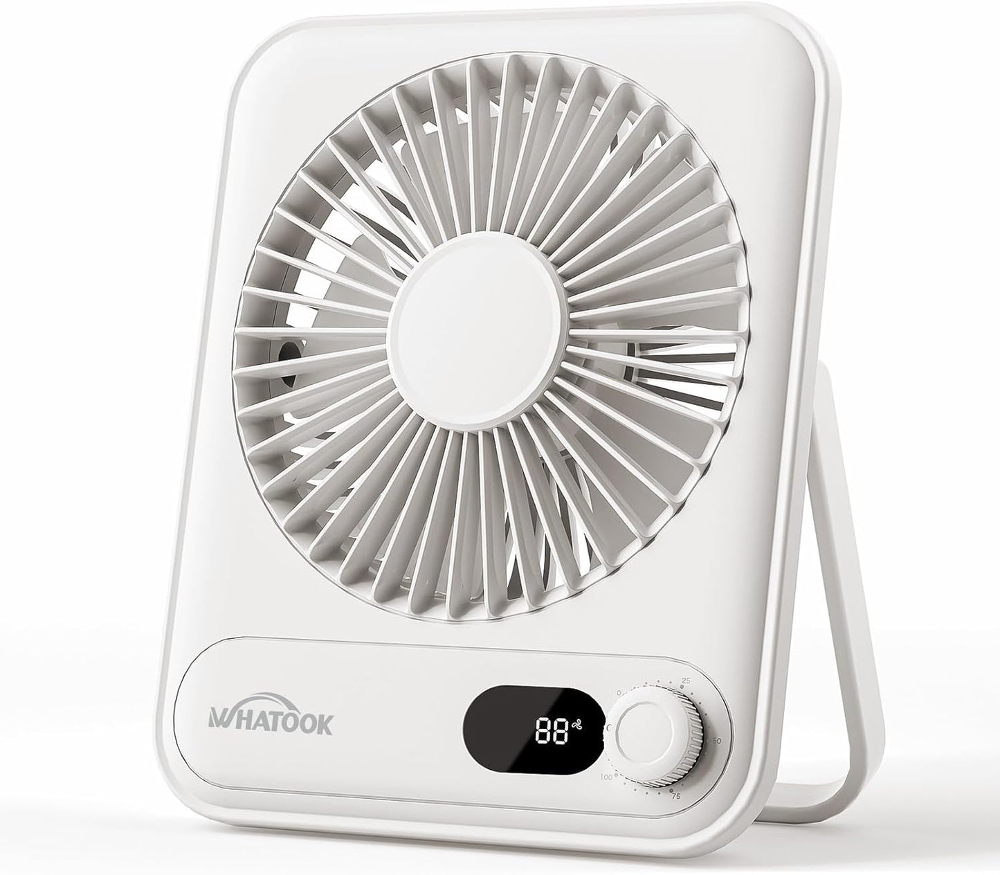 WHATOOK Small Desk Fan Personal Fans: 5000mah 25 Hours Battery Office Quiet Mini Desktop Fan Portable Rechargeable Travel Essent