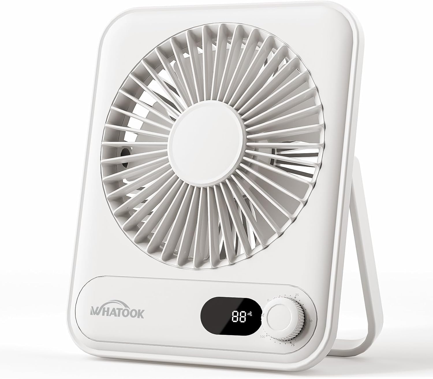 WHATOOK Small Desk Fan Personal Fans: 5000mah 25 Hours Battery Office Quiet Mini Desktop Fan Portable Rechargeable Travel Essent