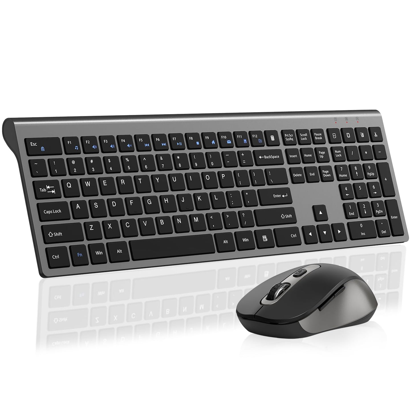 Wireless Mouse and Keyboard Combo, Full-Size Computer Keyboard with Calculator Button, 2400 Dpi Ergonomic Mouse, Ultra-Thin Cord