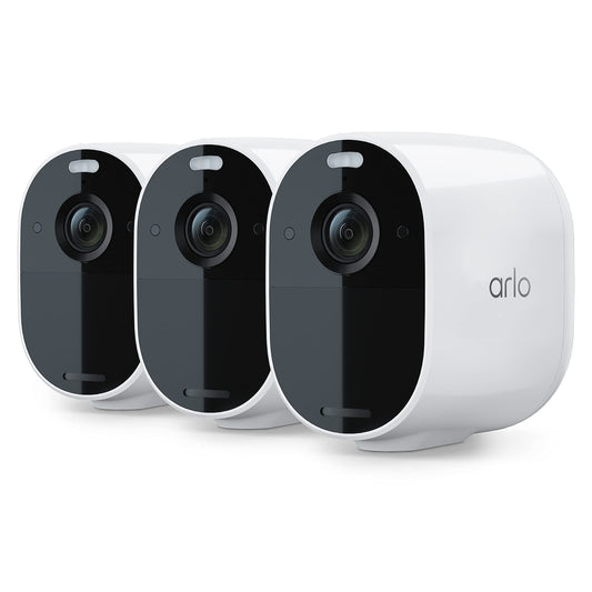Arlo Essential Spotlight Camera 3 Pack - 1080p, Color Night Vision, 2 Way Audio, Wireless, White, Model VMC2330