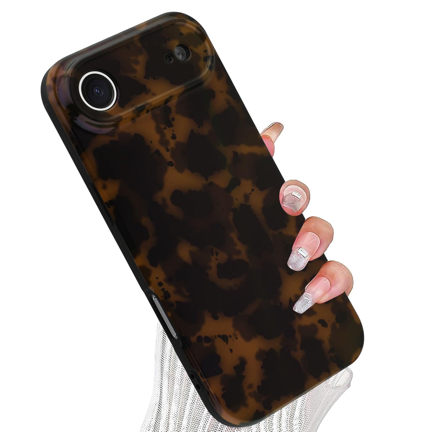 Wlxee Case for iPhone Air, Stylish Leopard Tortoise Amber Design Slim & Shockproof Translucent Matte Brown Cover with Tortoise P