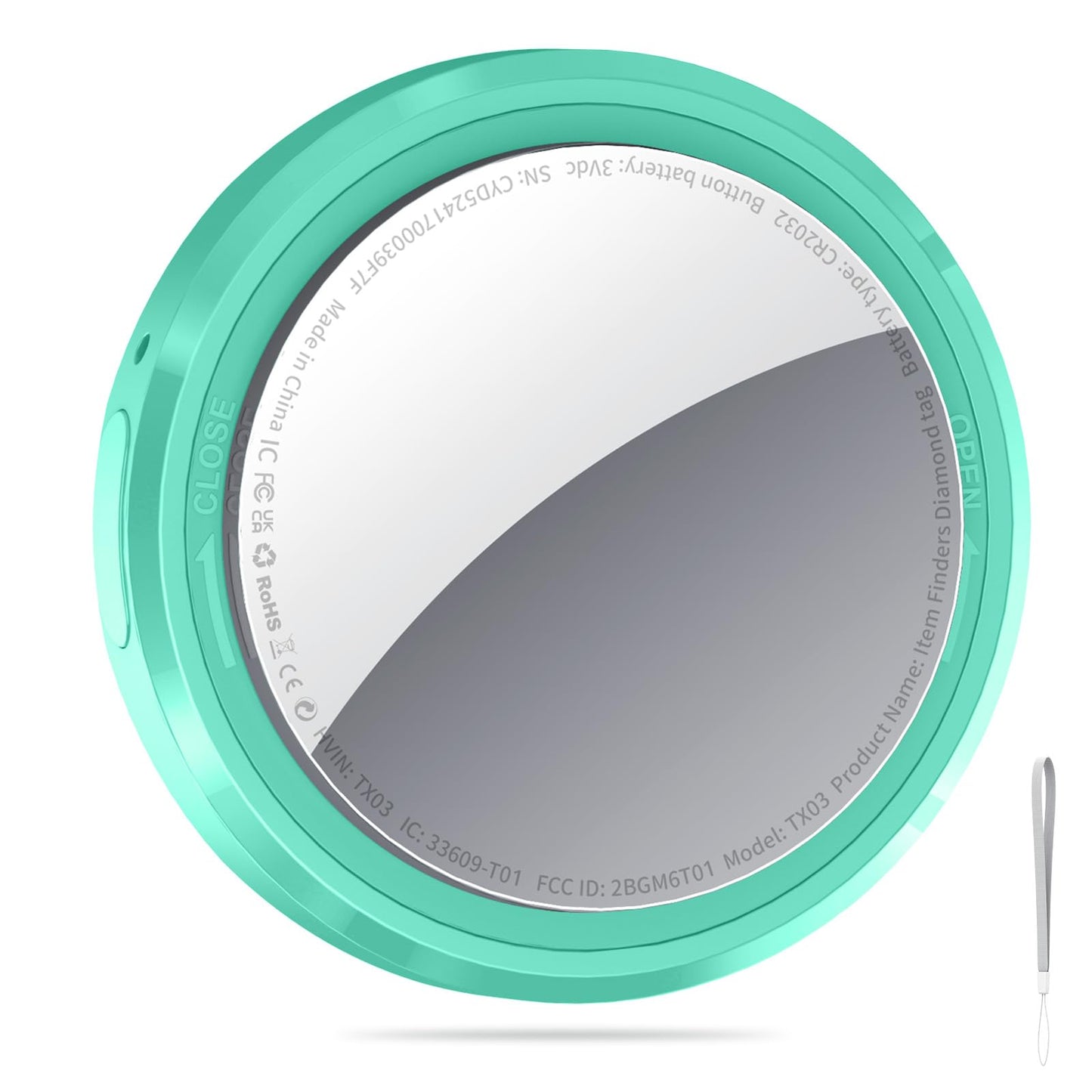 QCOQ Air Tracker Tag-1 Pack Mint Turquoise- Bluetooth Tracker Work with Apple Find My (iOS 14.6 Above Only), Replaceable Battery