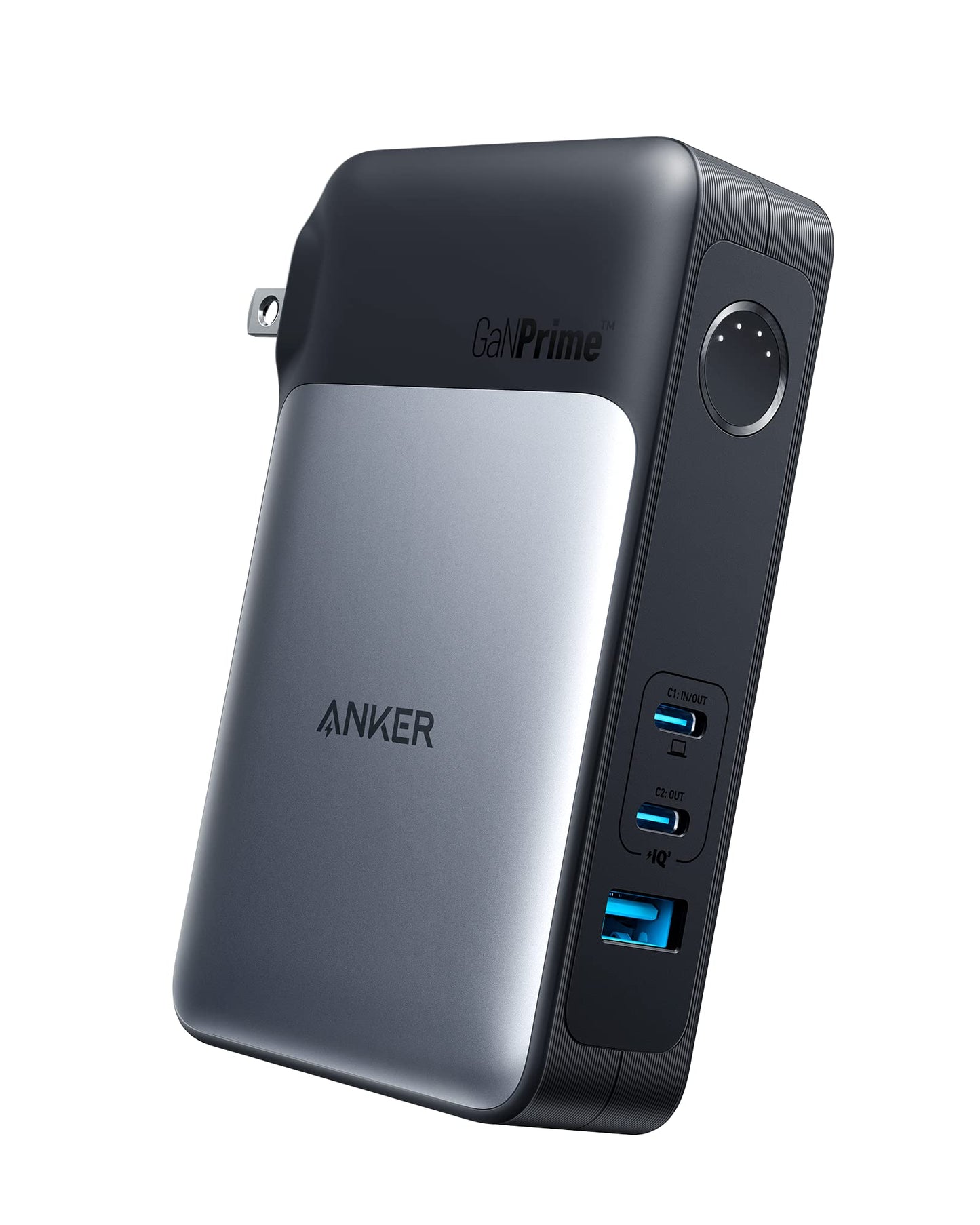 Anker GaNPrime Power Bank, 2-in-1 Portable Charger, 10,000mAh 30W USB-C Battery Pack with 65W Wall Charger, Works for iPhone 15/