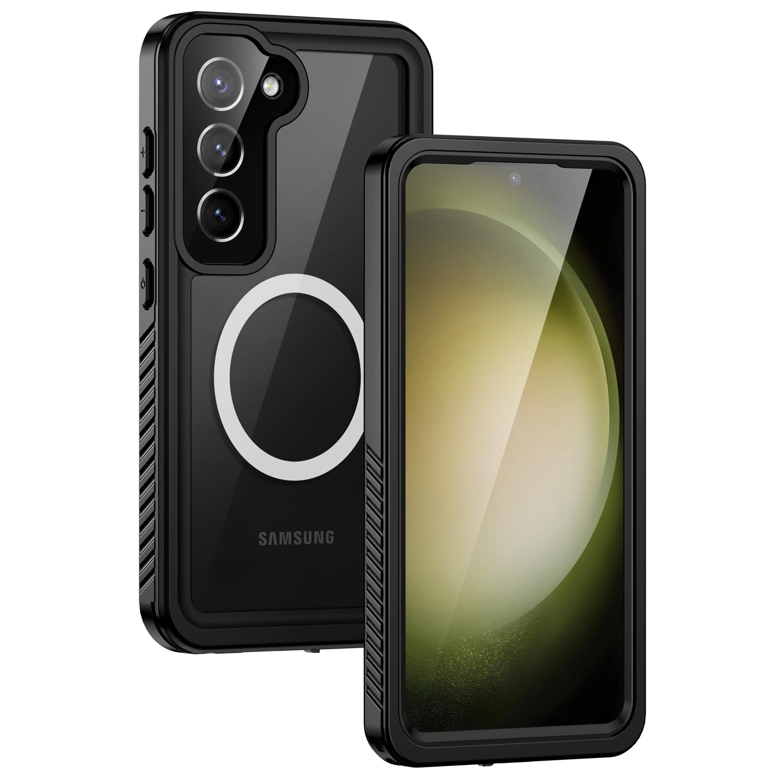 Lanhiem Magnetic for Samsung Galaxy S23 Phone Case, IP68 Waterproof Dustproof, Built-in Screen Protector, Rugged Full Body Shock
