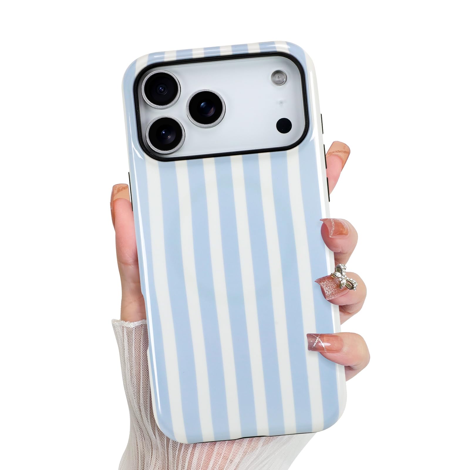 KANGHAR Compatible with iPhone 17 Pro Max Case 2025, Aesthetic Stripes Cute Pattern, Support for MagSafe Shockproof Cover for Gi