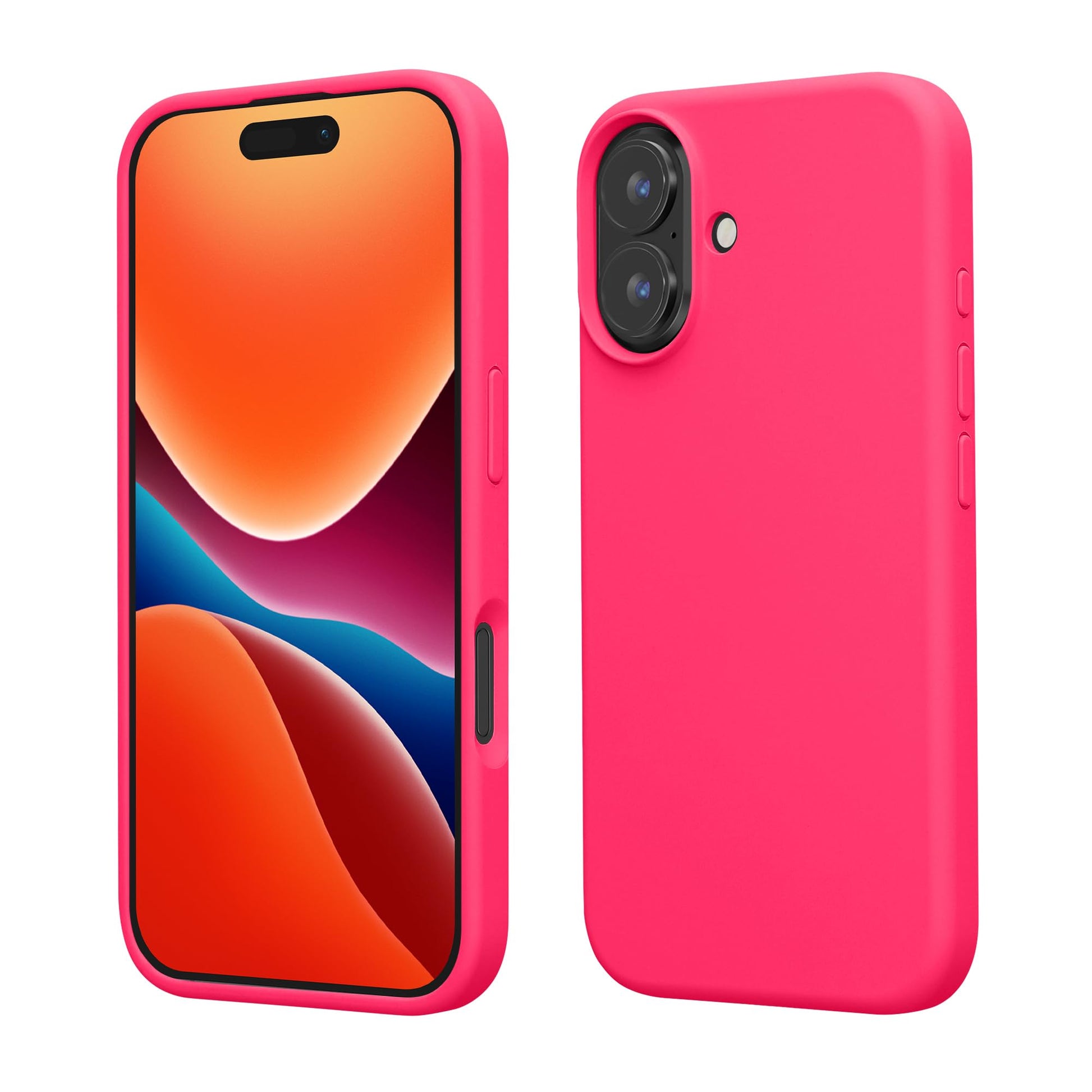 kwmobile Case Compatible with Apple iPhone 16 Case - TPU Silicone Phone Cover with Soft Finish - Neon Pink