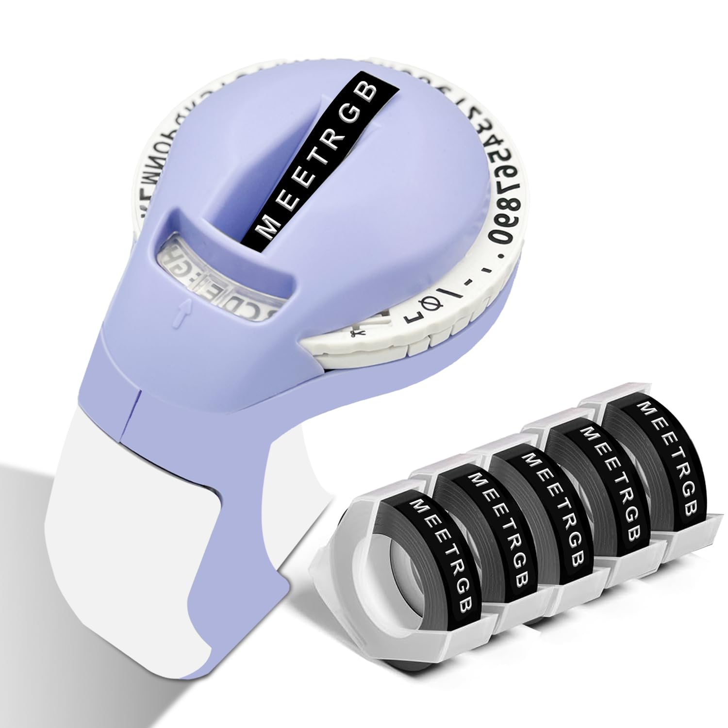 MeetRGB Embossed Label Maker (Includes Tape), Vintage Embossing Label Machine, Comes with 5 Rolls of 3D Embossed Labels, Suitabl
