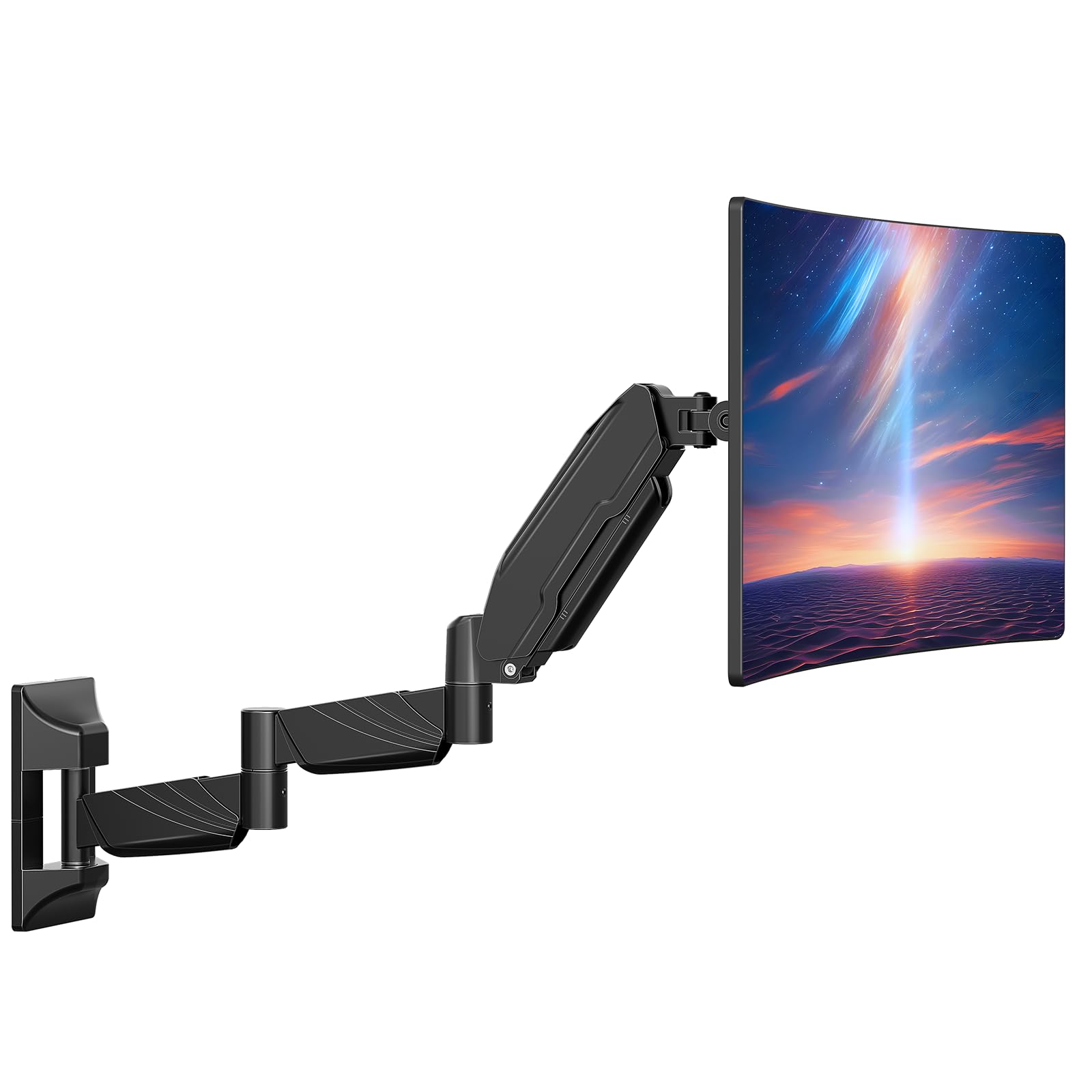 ErgoFocus Long Arm Monitor Wall Mount for Max 32 inch Computer Screen, Extra Long Adjustable Single Wall Mount Monitor Arm, Full