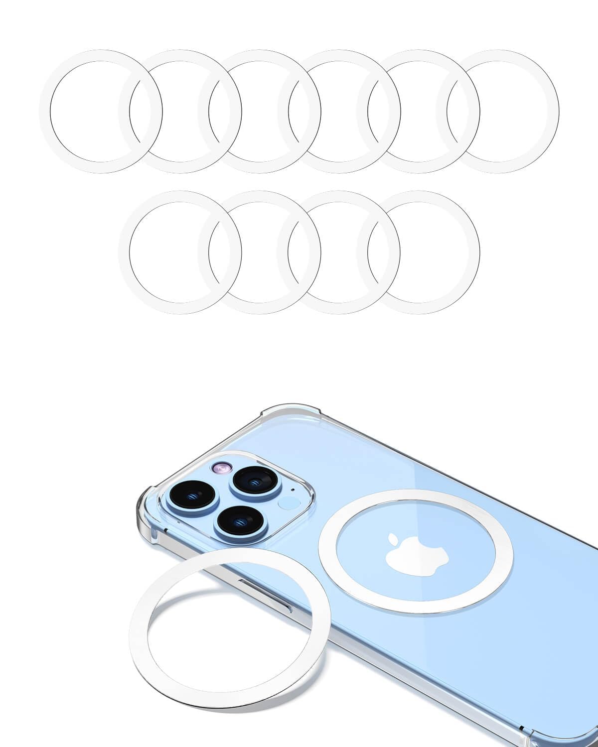 KALAPOP for Magsafe Ring 10PCS-Ultra Thin(0.4mm)-Universal Metal Rings Sticker Compatible with iPhone 17/Air/16/15/14/13/12 Seri