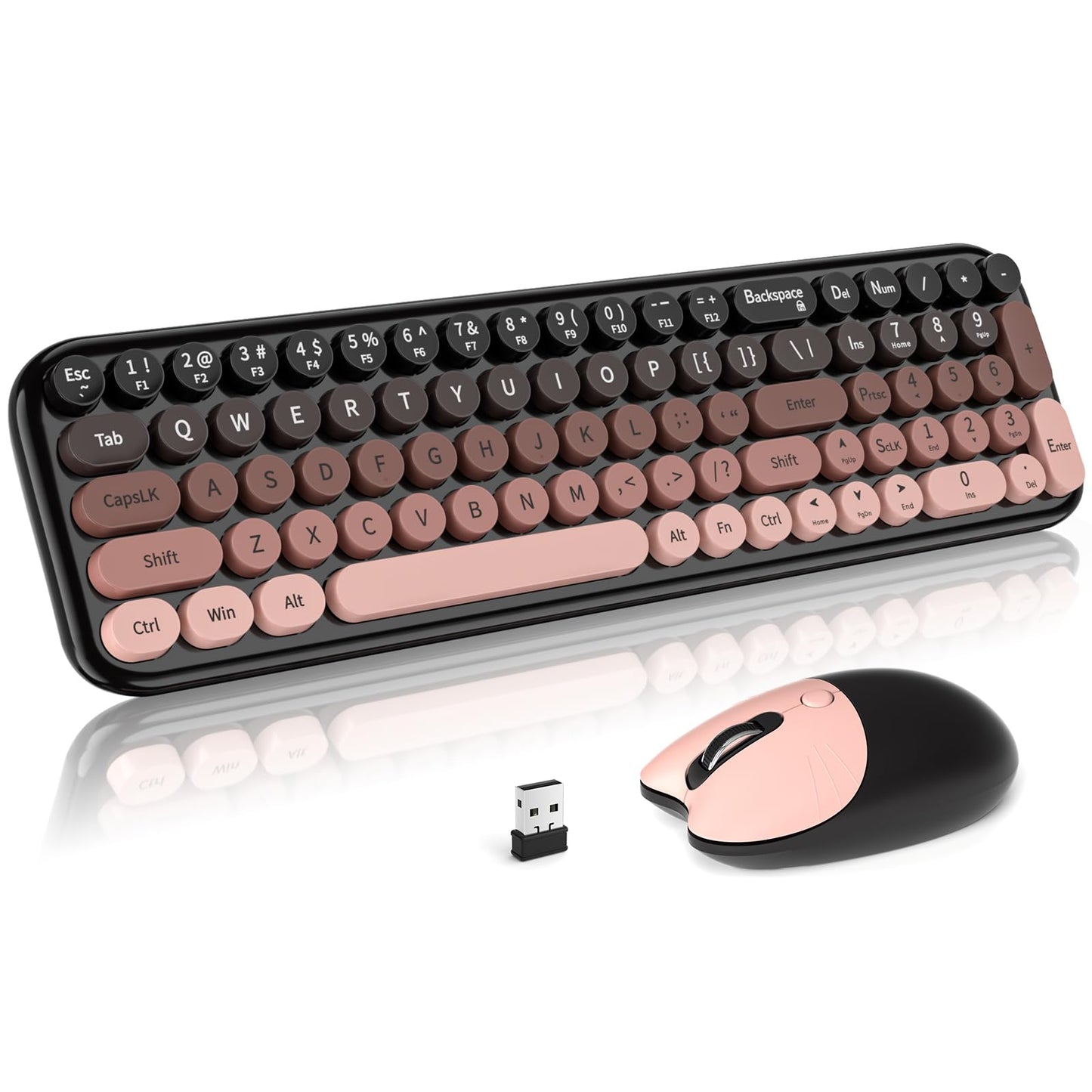 Dilter Wireless Keyboard Mouse Combo, Portable Retro Keyboard with Compact Size, 2 in 1 USB Connected Mouse for Windows PC, Lapt