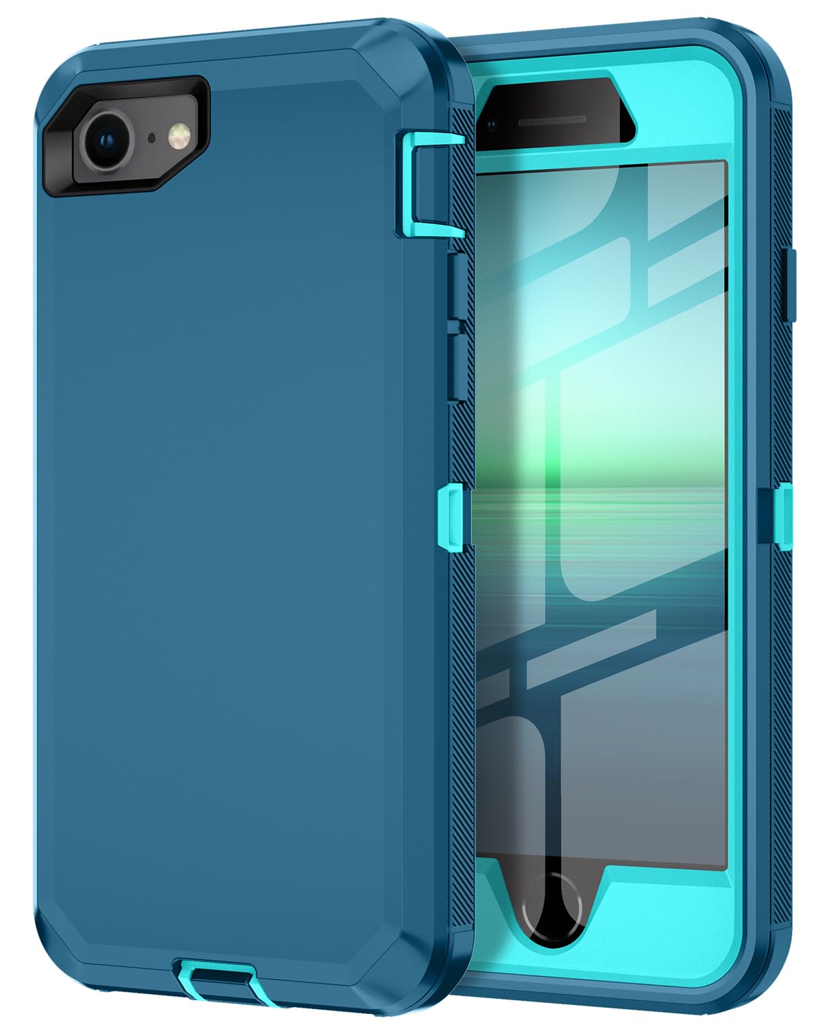 I-HONVA for iPhone SE Case 2022/2020/3rd/2rd,iPhone 8/7 Case Built-in Screen Protector Shockproof Dust/Drop Proof 3 in 1 Full Bo