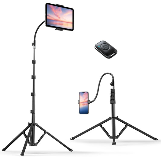 Weilisi Heavy Duty Tablet Tripod Stand 82    Tall, Floor Stand with Remote and Adjustable Gooseneck for Watching/Stream/Recordin