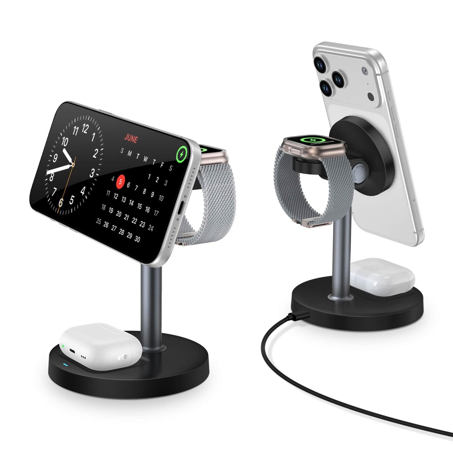 3 in 1 Wireless Charging Station for Apple Magsafe Charger Stand,15W Fast Magnetic Charging Station for iPhone 17 Air 16 15 14 1