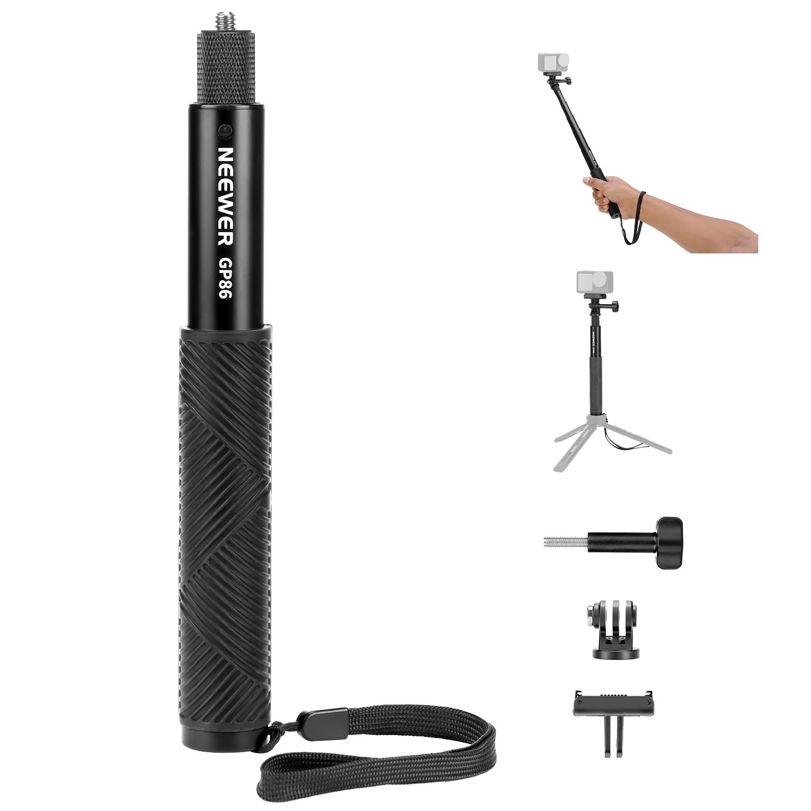 NEEWER Extension Rod Kit Compatible with DJI OSMO Action 5 Pro 4 3 GoPro Insta360 AKASO, 27.8 Invisible Selfie Stick, Action Cam