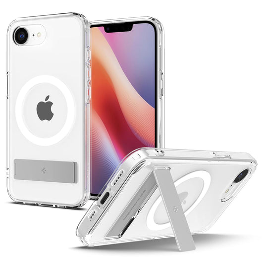 Spigen for iPhone 16e Case, Ultra Hybrid S MagFit [Compatible with Magsafe Accessories] [Anti-Yellowing] [Kickstand] - Clear Whi