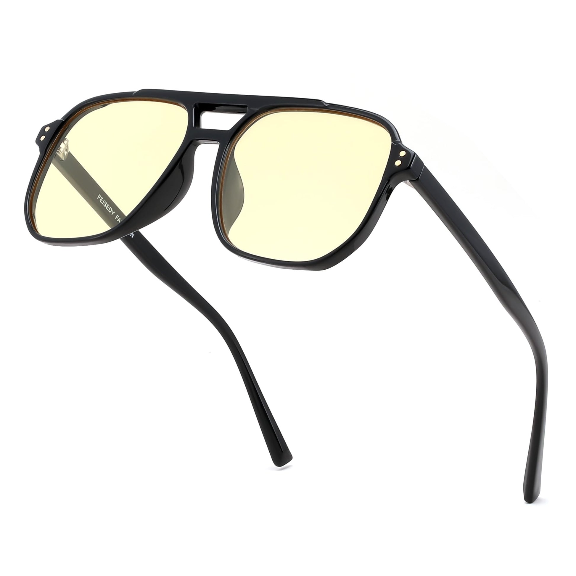 FEISEDY Gaming Blue Light Blocking Glasses for Woman Men Fashion Computer Eyeglasses Anti Eyestrain Glare G2835 Black Frame & Li
