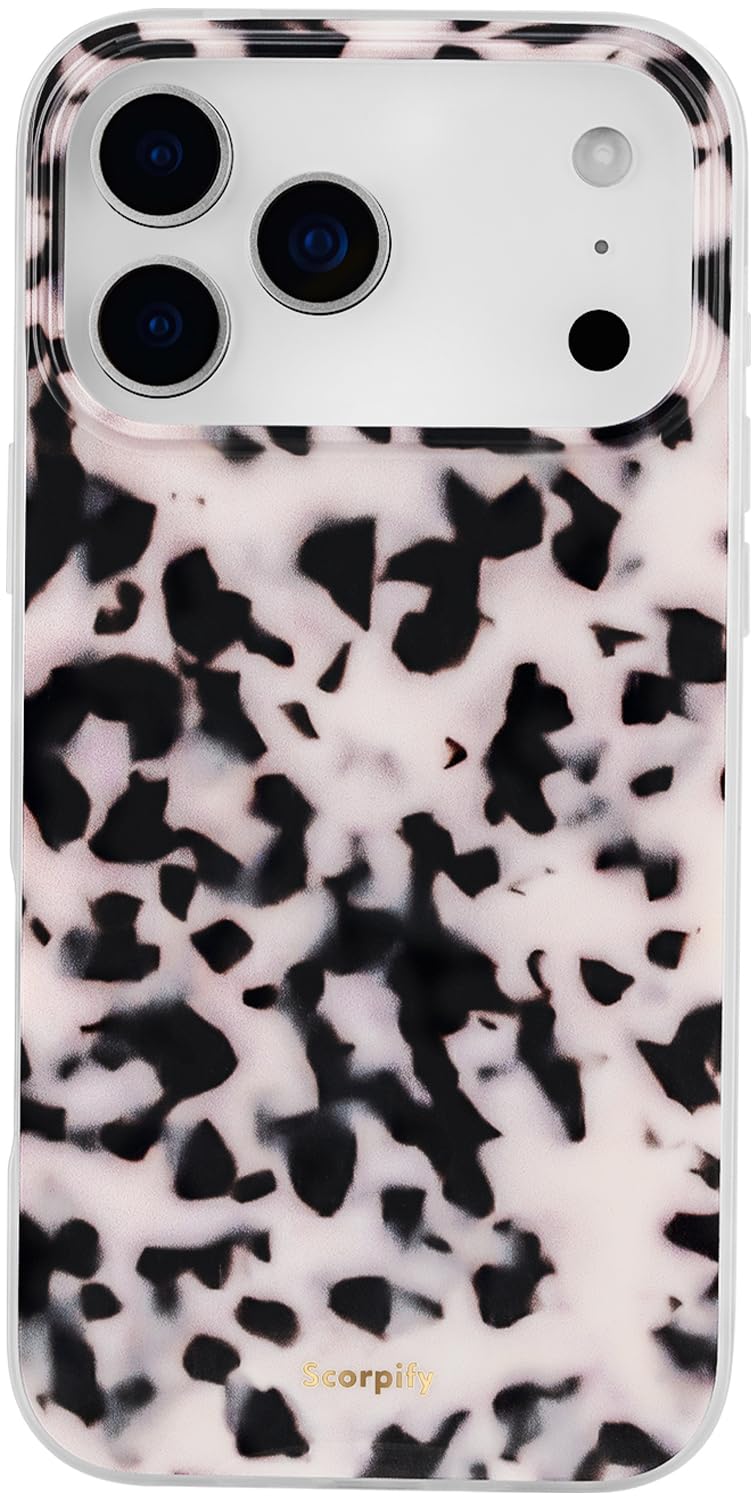 SCORPIFY for iPhone 17 Pro Max Case [Compatible with MagSafe] with Pink Tortoise Shell Design, Cute Brown Magnetic Phone Cover f