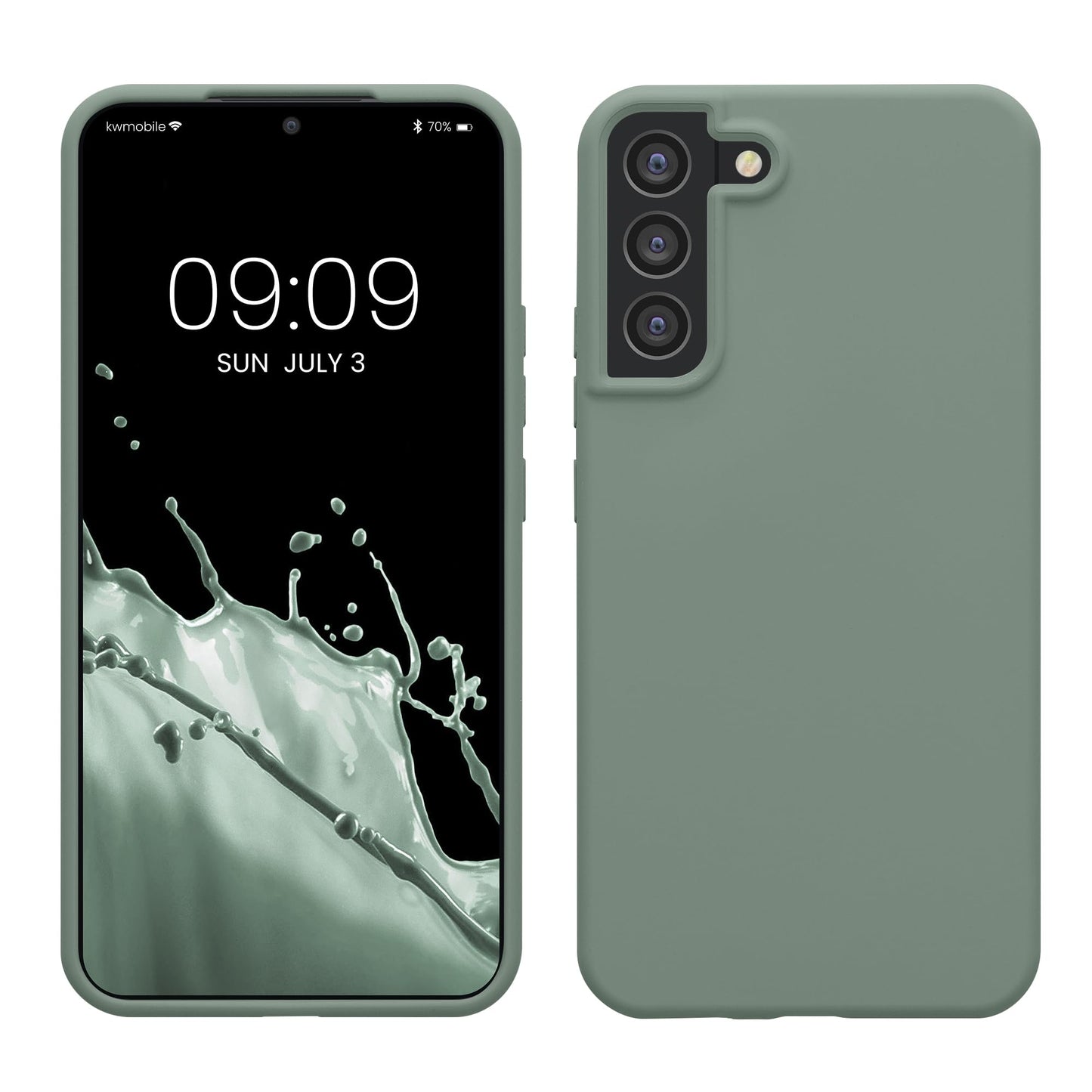 kwmobile Case Compatible with Samsung Galaxy S22 Plus Case - TPU Silicone Phone Cover with Soft Finish - Rainwashed Green