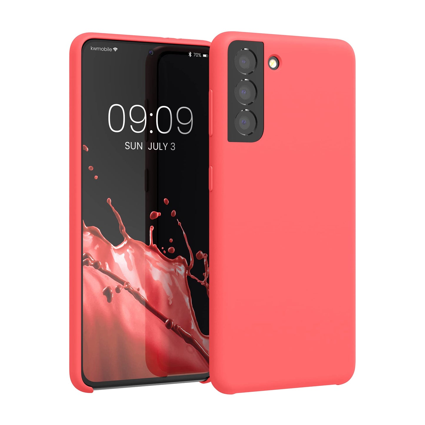 kwmobile Case Compatible with Samsung Galaxy S21 Case - TPU Silicone Phone Cover with Soft Finish - Neon Coral
