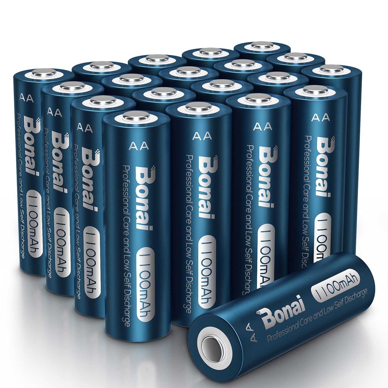 BONAI AA Rechargeable Batteries, High Capacity 1100mAh NiMH Battery for Outdoor Solar Lights 1.2V Pre Charged Double-A Batteries