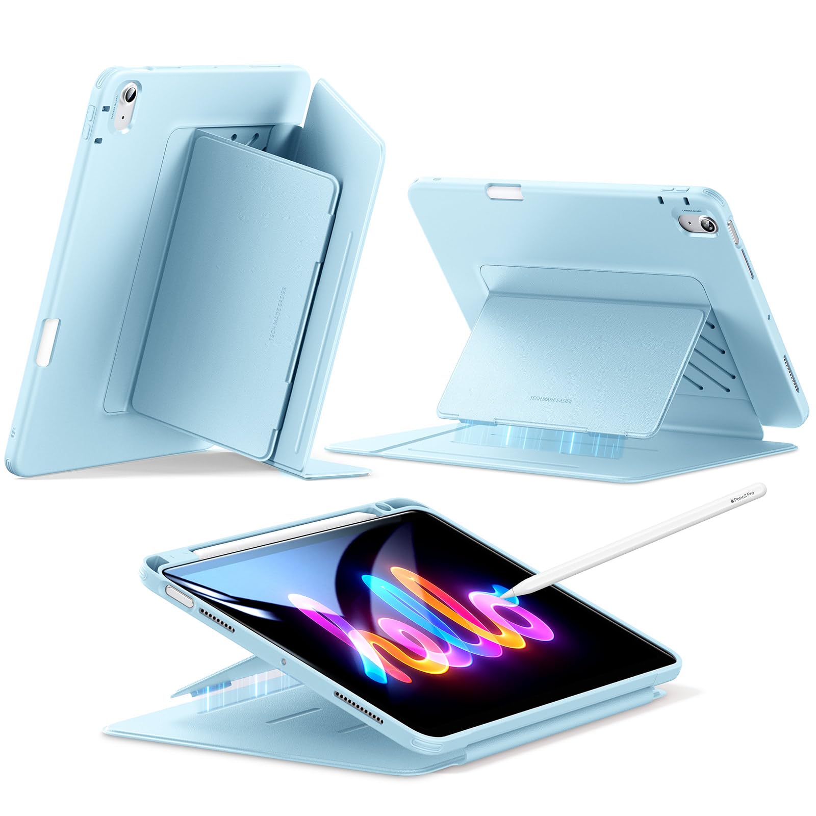 ESR for iPad Air 11 Inch Case M3/M2 (2025/2024), iPad Air 5th/4th Gen (2022/2020), Vertical Stand Cover, Multi Stand Angles, Ult