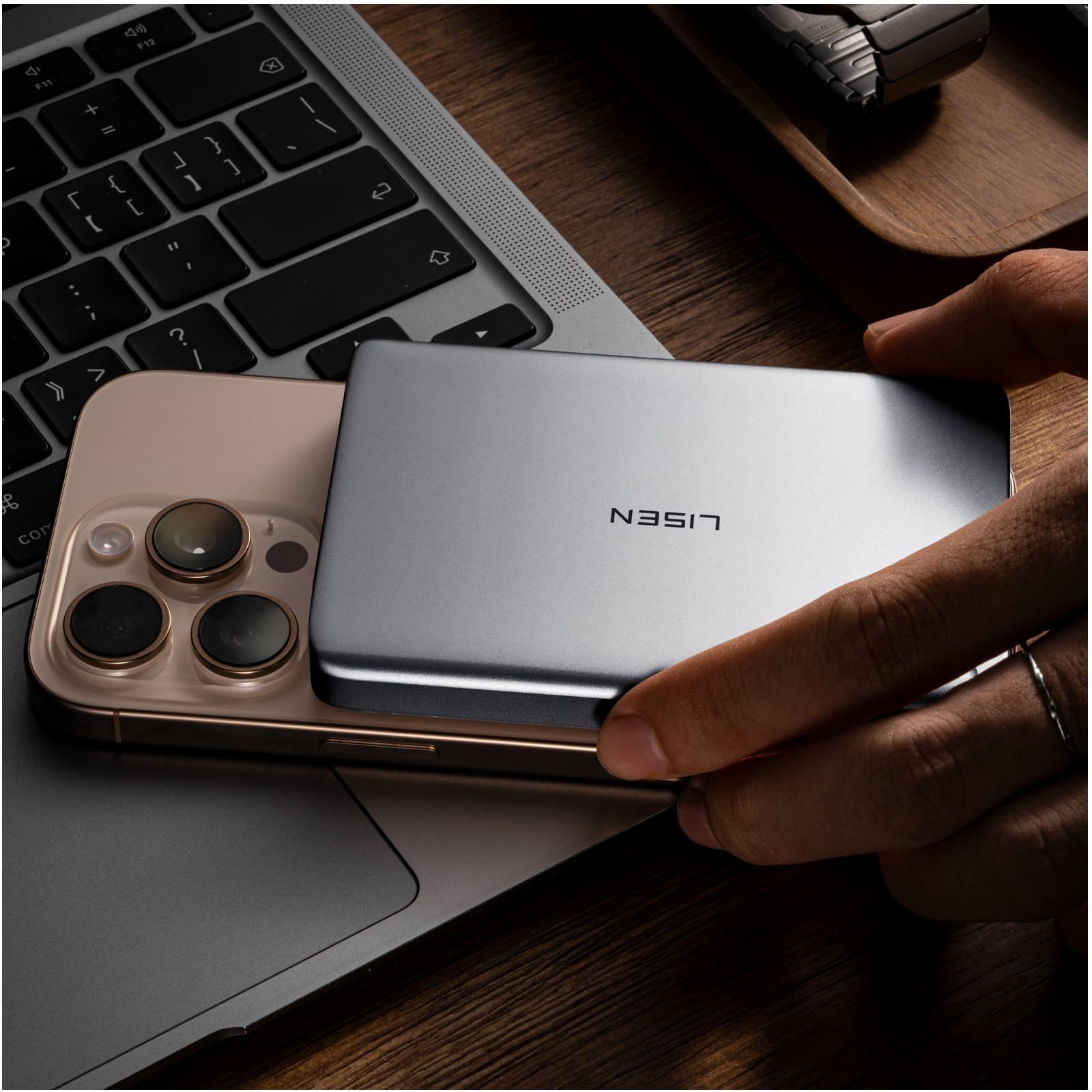 LISEN 0.5 Ultra Slim MagSafe Portable Charger,10000mAh Wireless Card Slim MagSafe Battery Pack iPhone 17 Air Accessories,Magneti