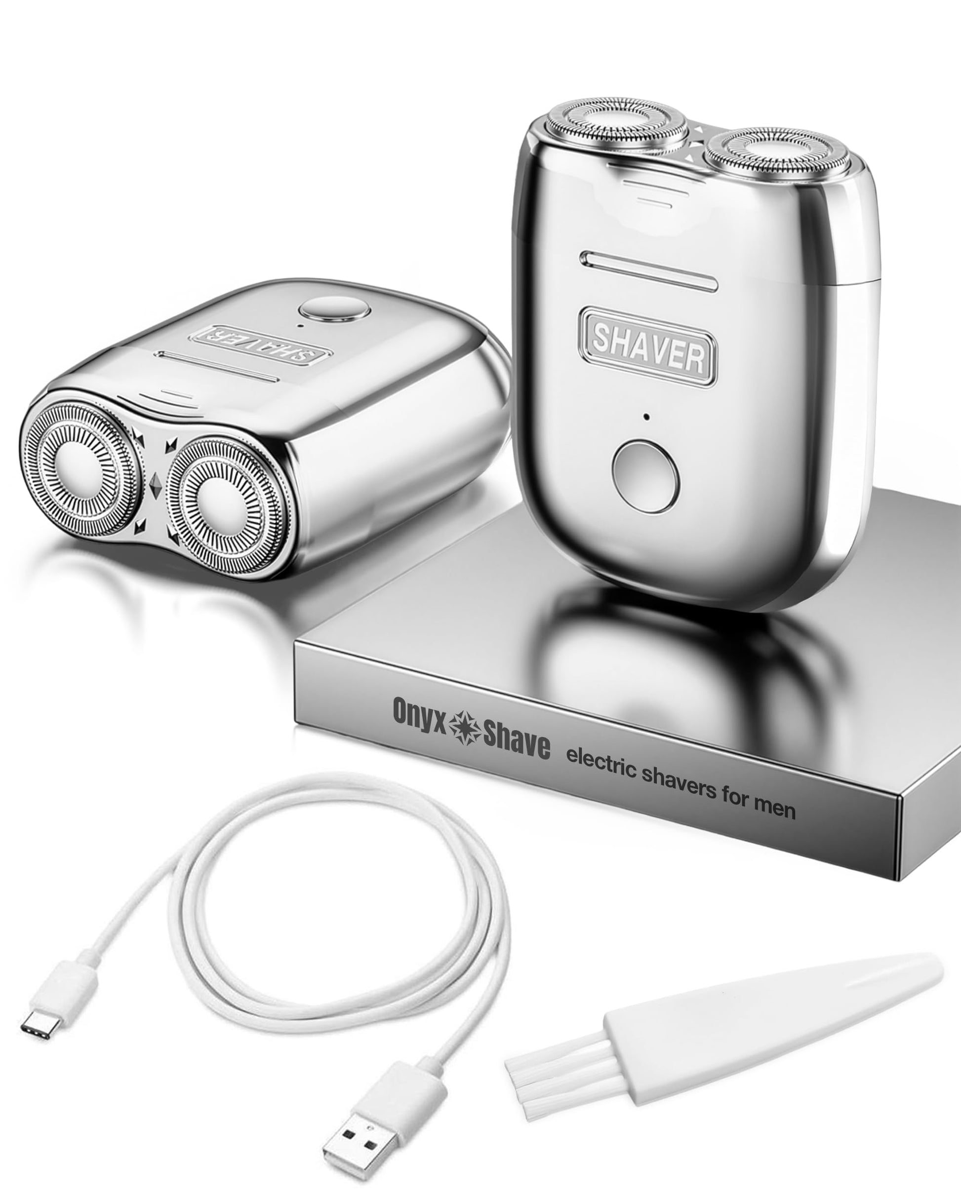 Onyx Shaver Mini Dual Head Rotary Electric Razor for Men Portable Travel Shaver USB C Rechargeable Wet or Dry Use Lightweight Po
