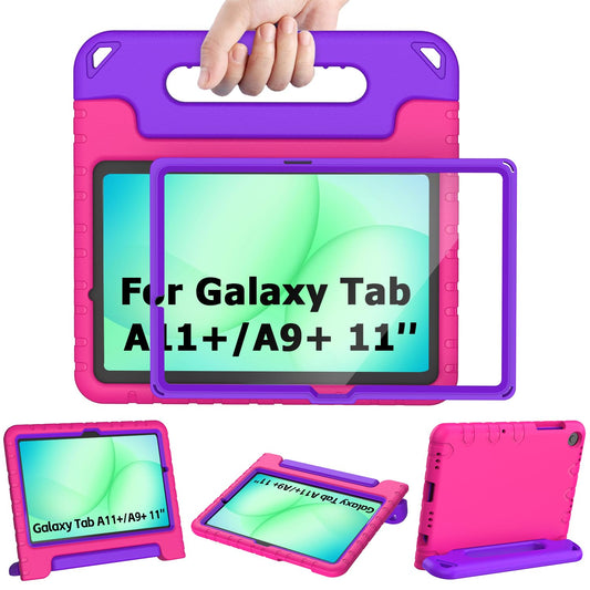 AVAWO Shockproof Kids Case for Samsung Galaxy Tab A11+ Plus/A9+ Plus 11 inch with Built-in Screen Protector, Rose+Purple