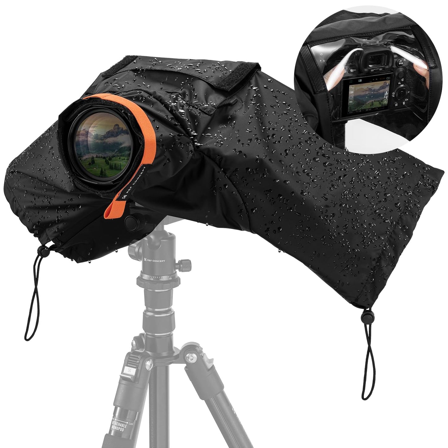 K&F CONCEPT Professional Camera Rain Cover, Waterproof Raincoat for DSLR Cameras and Lenses, Photography Camera Protector Access