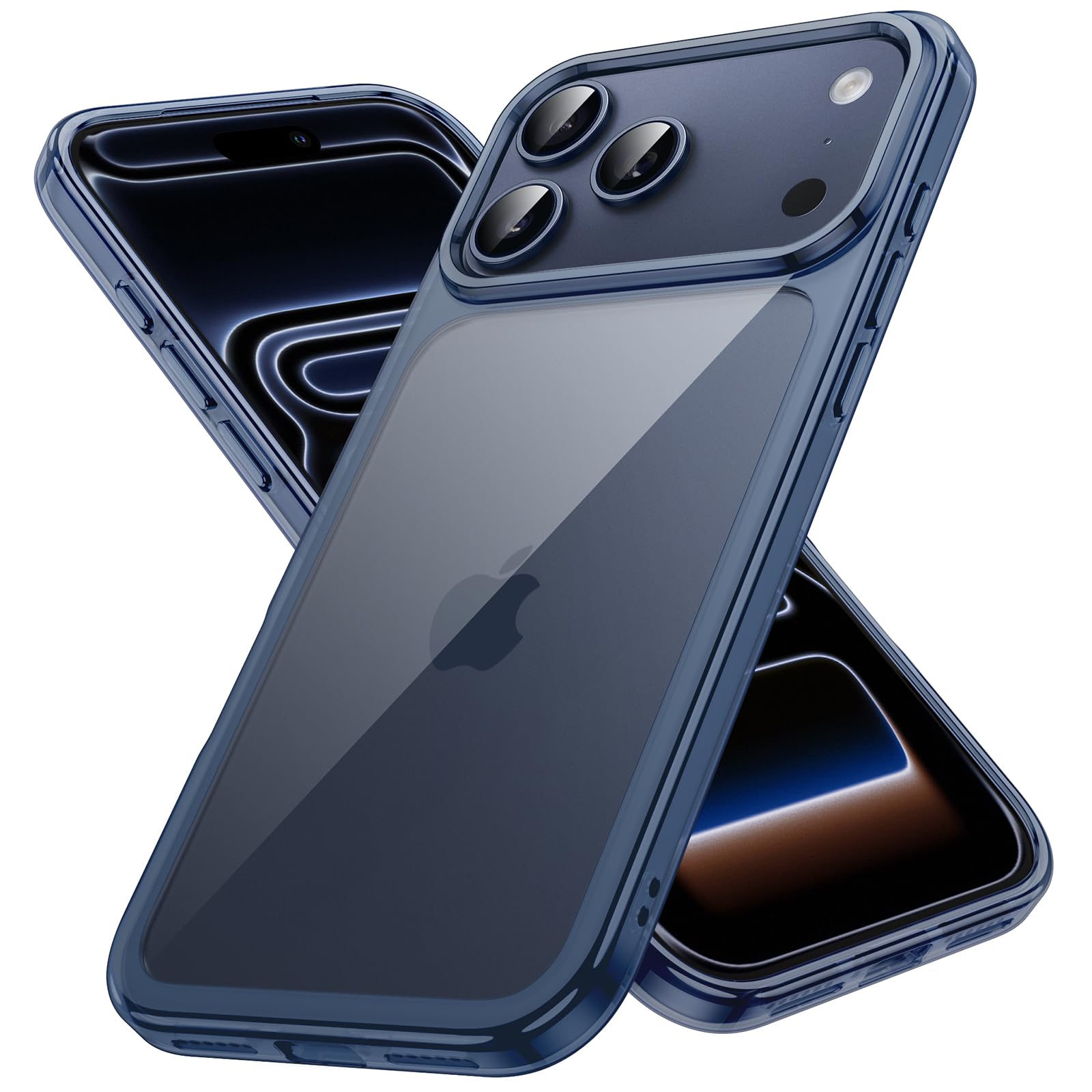 JETech Case for iPhone 17 Pro Max 6.9-Inch, Non-Yellowing Shockproof Phone Bumper Cover, Anti-Scratch Clear Back (Deep Blue)