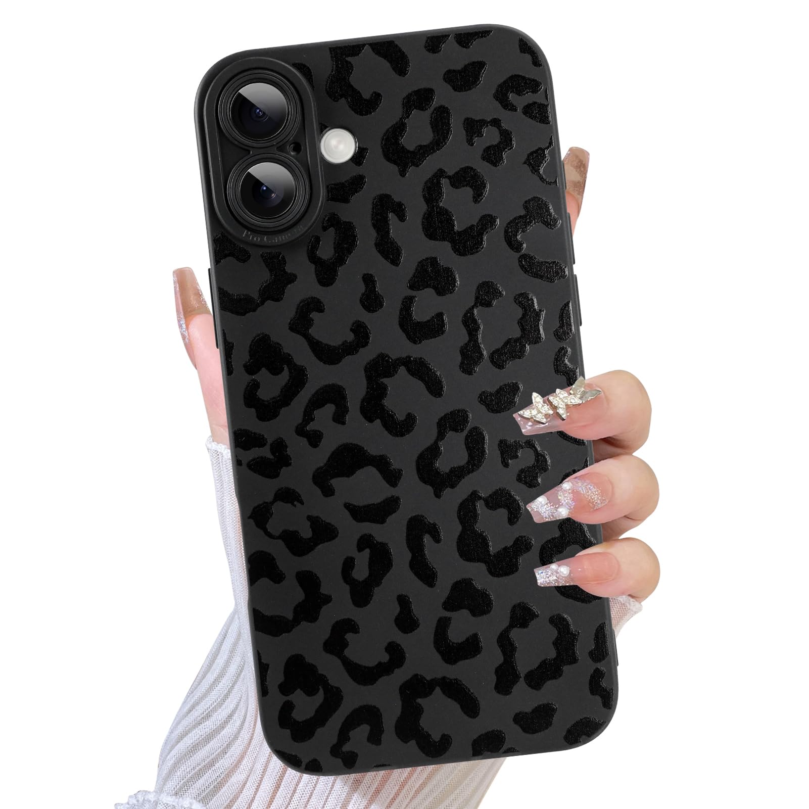 TEAUGHT Compatible with iPhone 16 Case Cute Pattern White Leopard Print Cheetah Shockproof Silicone Phone Cover for Girls Women