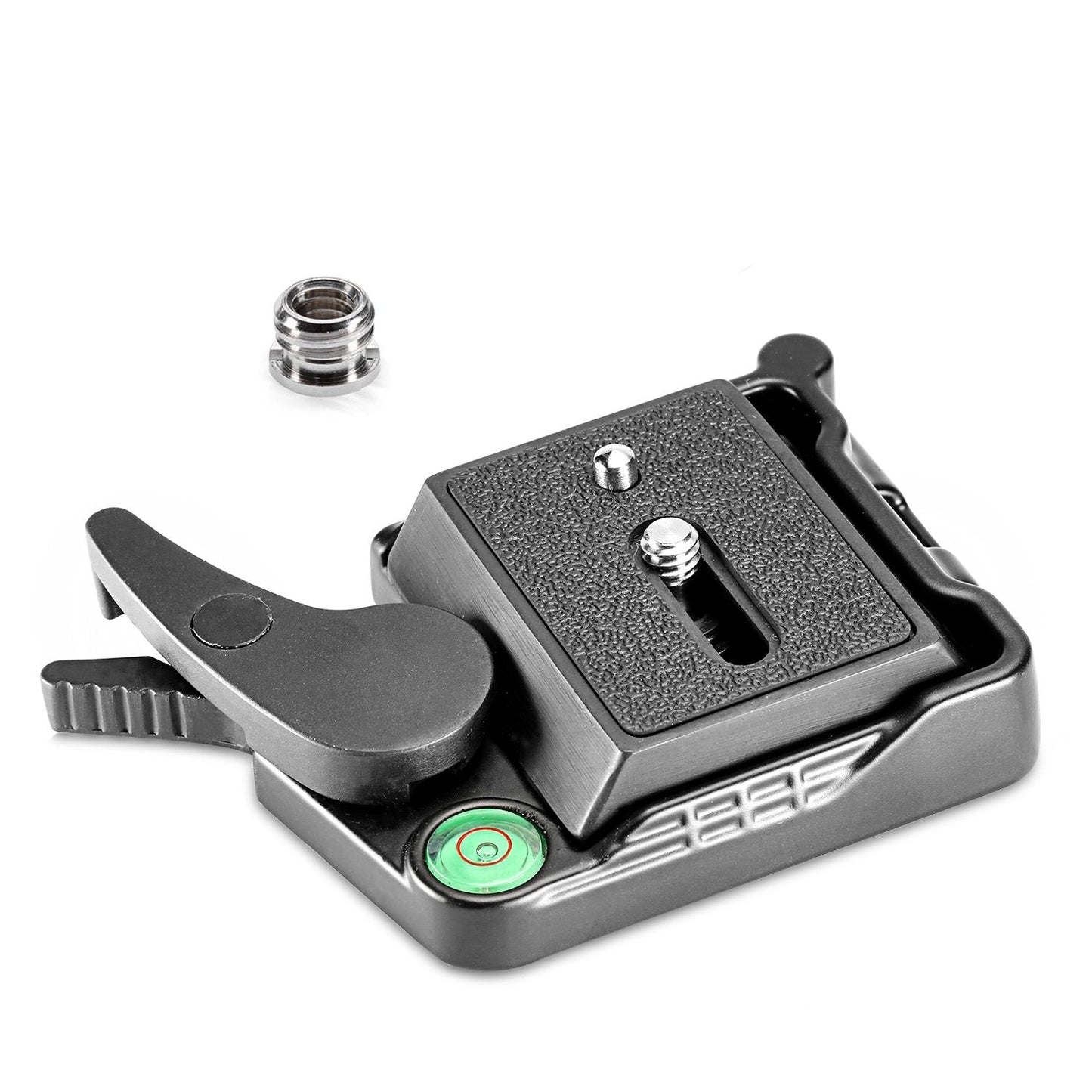 Neewer Black Aluminum Alloy Quick Release QR Plate Adapter with 1/4-3/8 Screw and Bubble Lever for DSLR Camera Tripod Monopod St