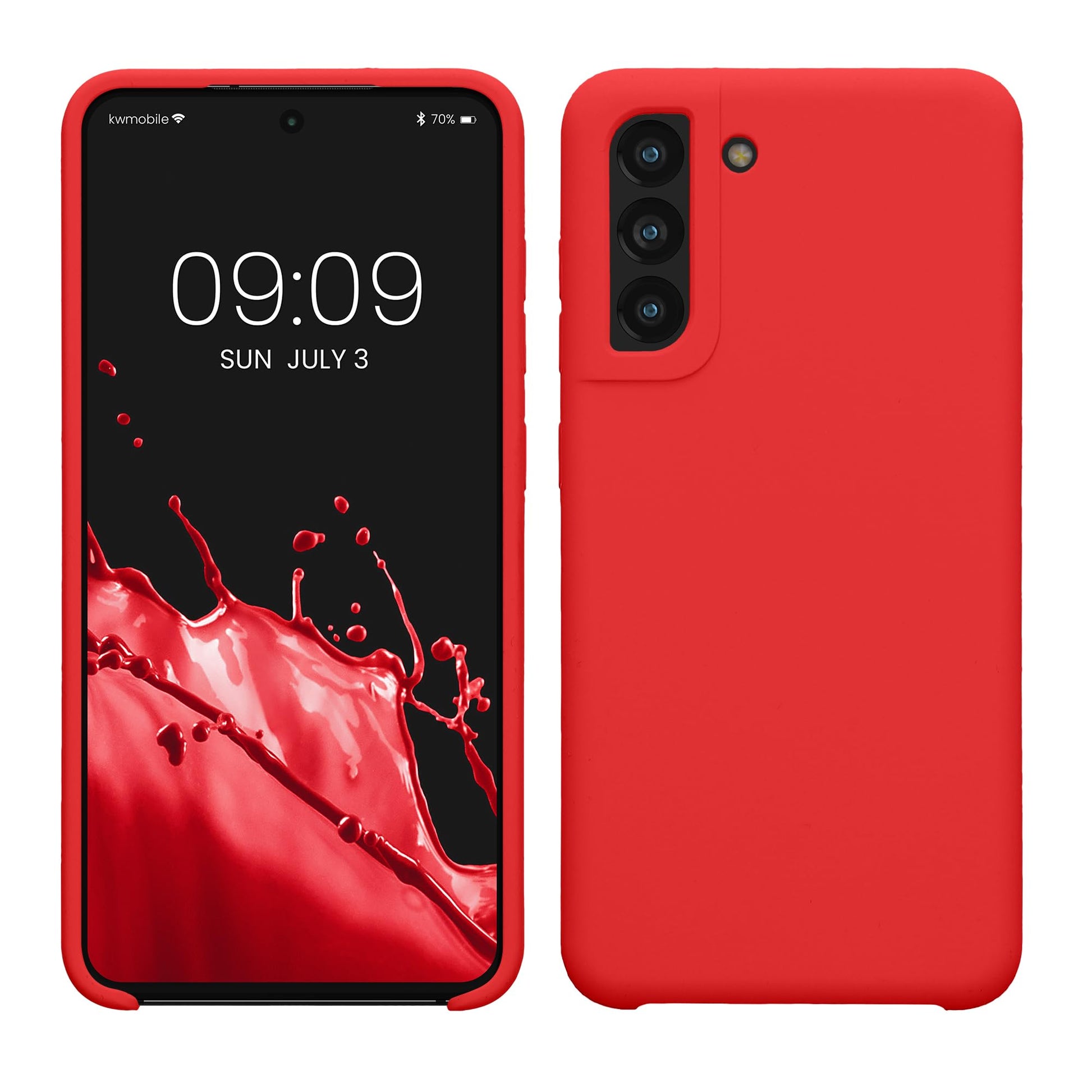 kwmobile Case Compatible with Samsung Galaxy S21 FE Case - TPU Silicone Phone Cover with Soft Finish - Classic Red
