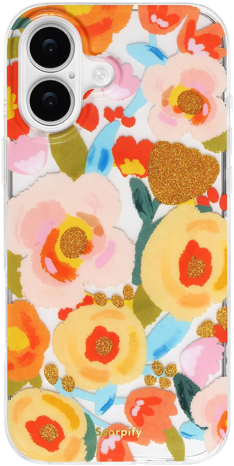 SCORPIFY for iPhone 17 Case [Compatible with MagSafe] with Heronsbill Floral Design, Cute Clear Flower Magnetic Phone Cover for