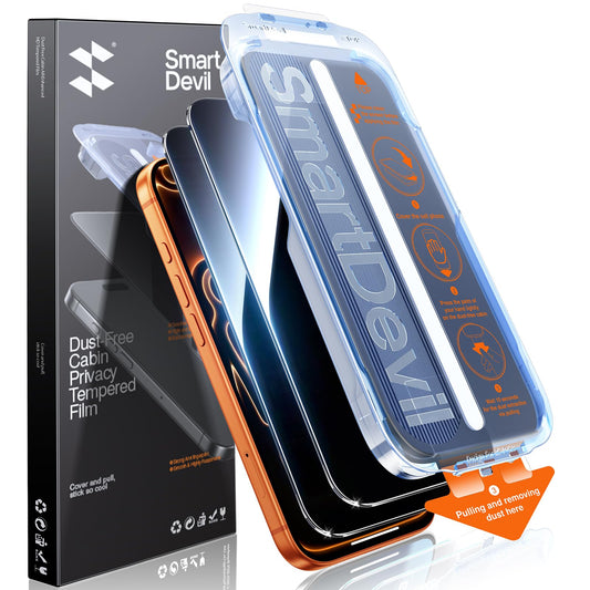 SMARTDEVIL 2 Pack Tempered Glass for iPhone 17 Pro Privacy Screen Protector, Military-Grade Shatterproof Protection, 9H Hardness