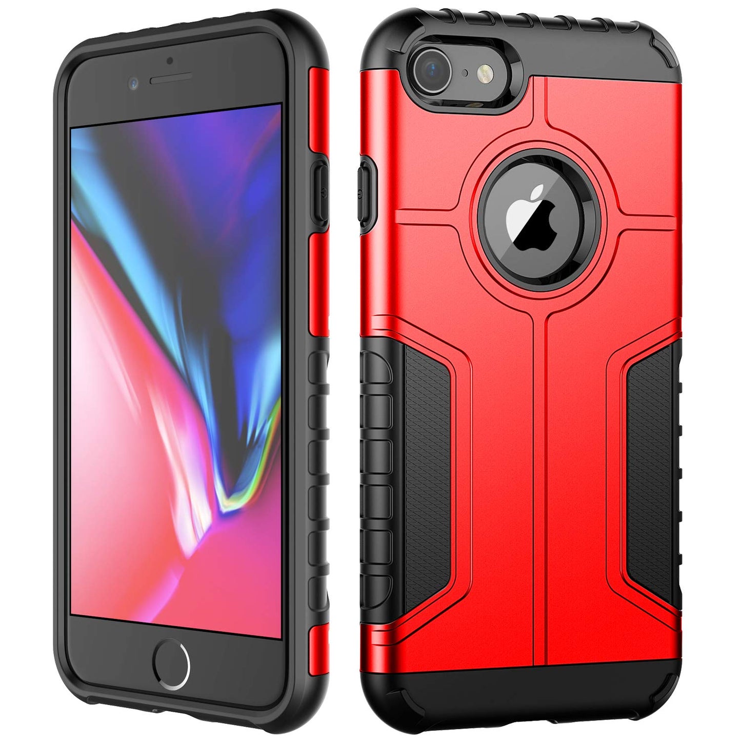 JETech Shockproof Case for iPhone 8 and iPhone 7, Dual Layer Protective Phone Cover with Shock-Absorption (Red)