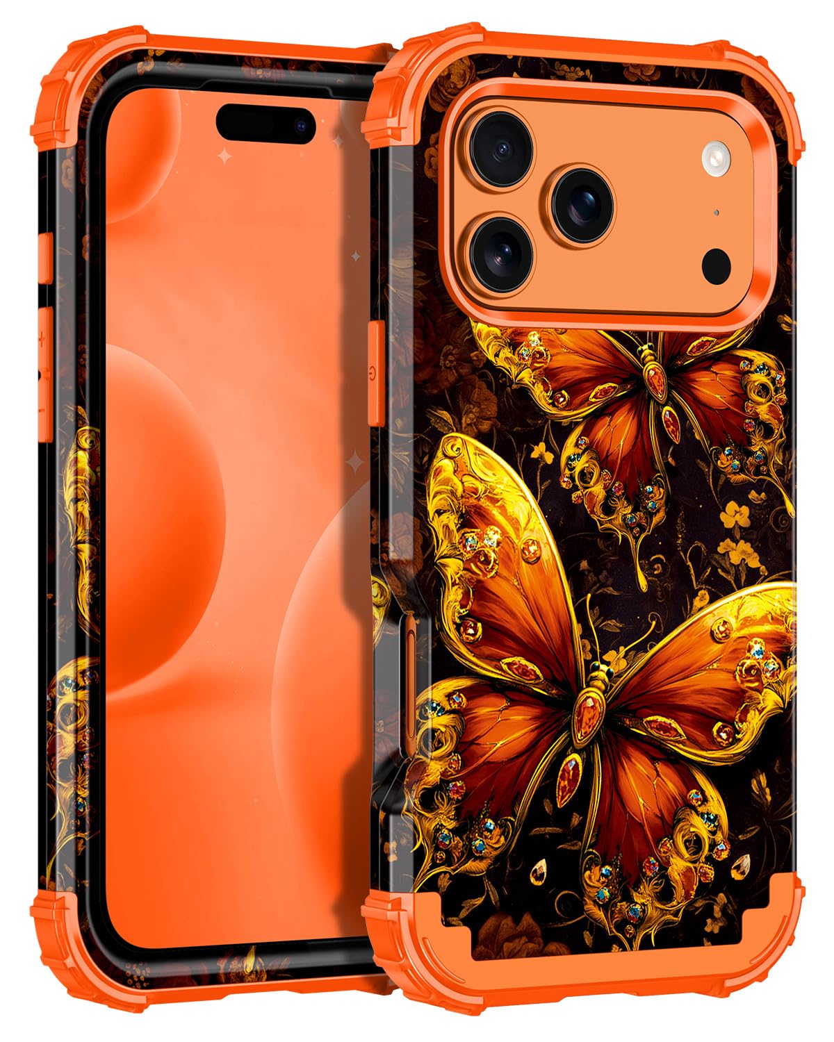 Miqala for iPhone 17 Pro Max Case,Glow in The Dark Three Layer Heavy Duty Shockproof Protection Hard Plastic Bumper+Soft Silicon