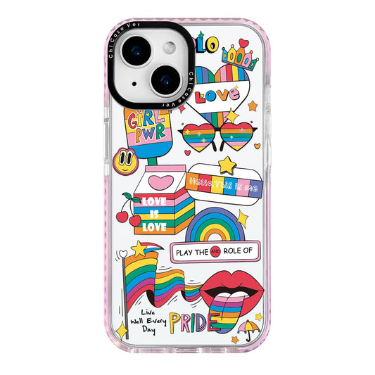 ChiCaseVer for iPhone 13 Case, Rainbow Pride Collage Pattern with Love is Love Text, Military-Grade Drop Protection, Cheerful Sl