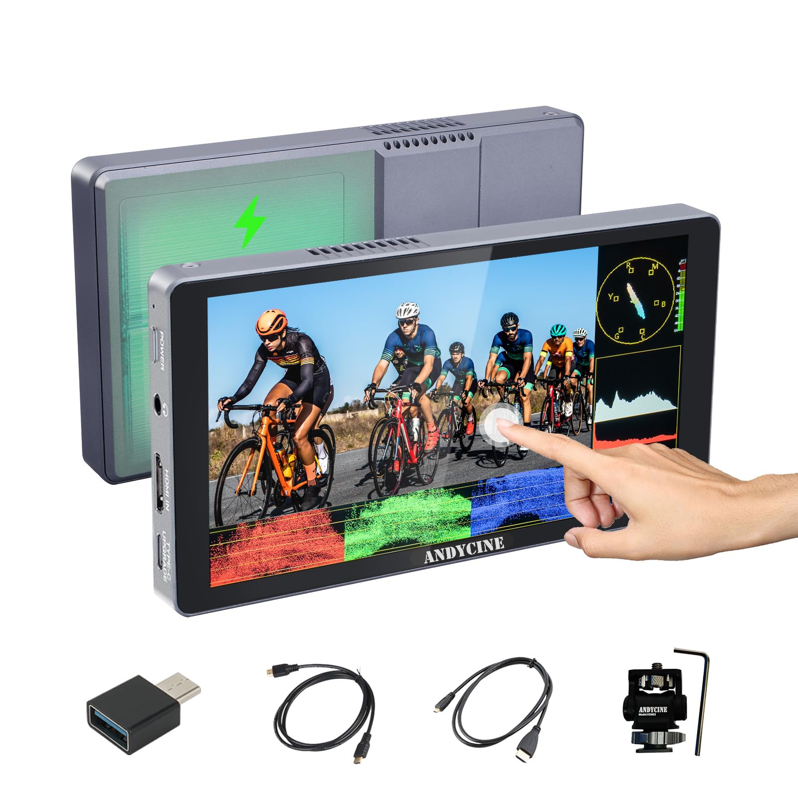 ANDYCINE X5L 6inch Built-in Battery Camera Field Monitor 1920x1080P Resolution 1200 nits Brightness DSLR Video HDMI Monitor with